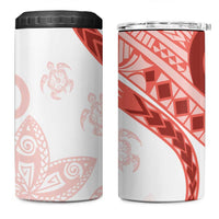 Coral Red Polynesian Tribal Turtle Floral Pattern 4 in 1 Can Cooler Tumbler LT05 One Size: 16 oz Red - Polynesian Pride
