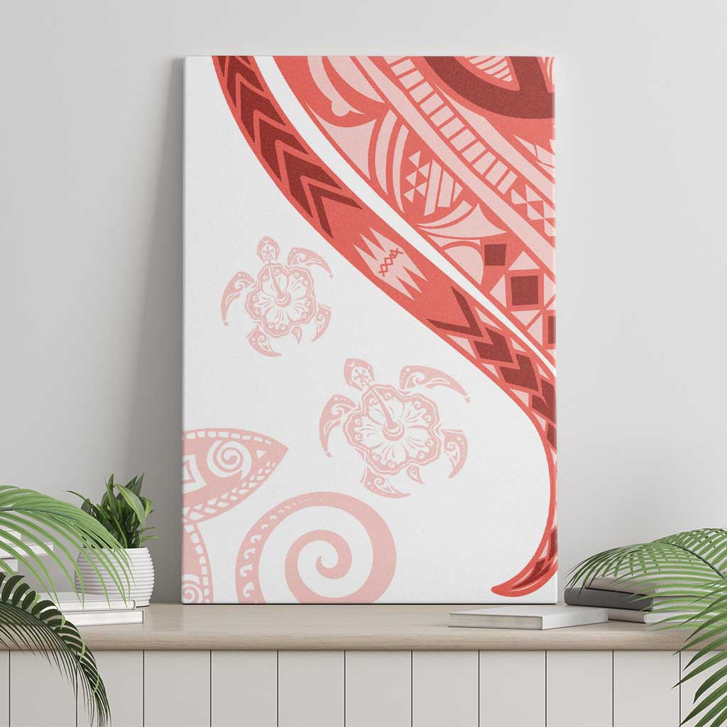 Coral Red Polynesian Tribal Turtle Floral Pattern Canvas Wall Art LT05 - Polynesian Pride