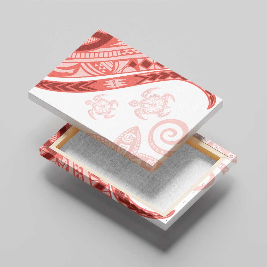 Coral Red Polynesian Tribal Turtle Floral Pattern Canvas Wall Art LT05 - Polynesian Pride