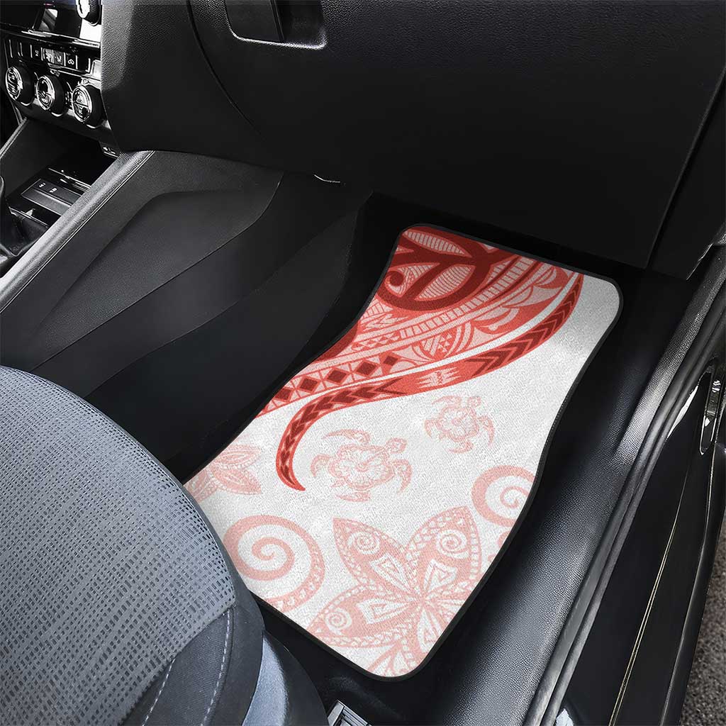 Coral Red Polynesian Tribal Turtle Floral Pattern Car Mats LT05 - Polynesian Pride