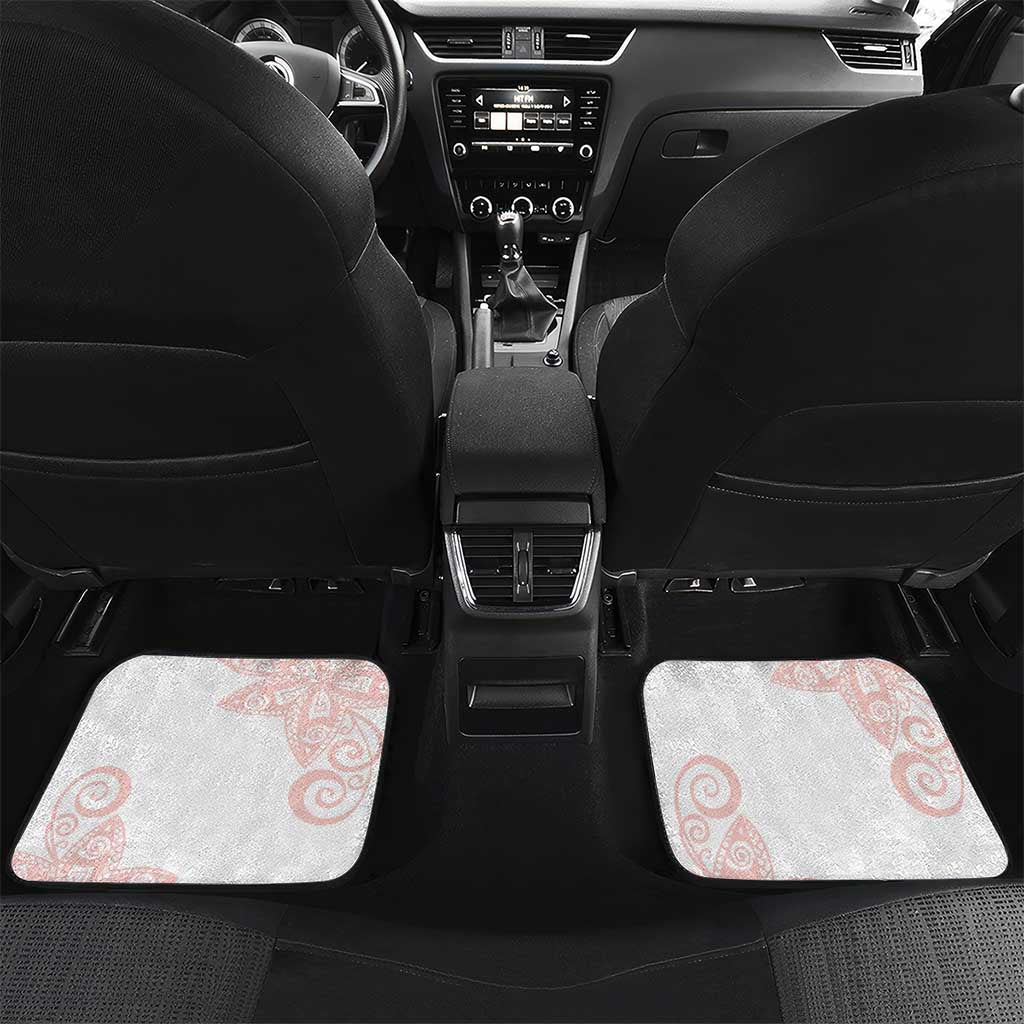 Coral Red Polynesian Tribal Turtle Floral Pattern Car Mats LT05 Set 2pcs - Back Red - Polynesian Pride