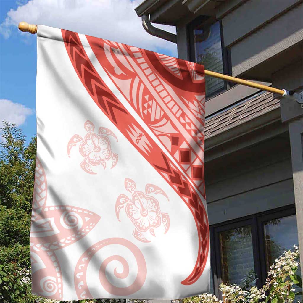 Coral Red Polynesian Tribal Turtle Floral Pattern Garden Flag LT05 - Polynesian Pride