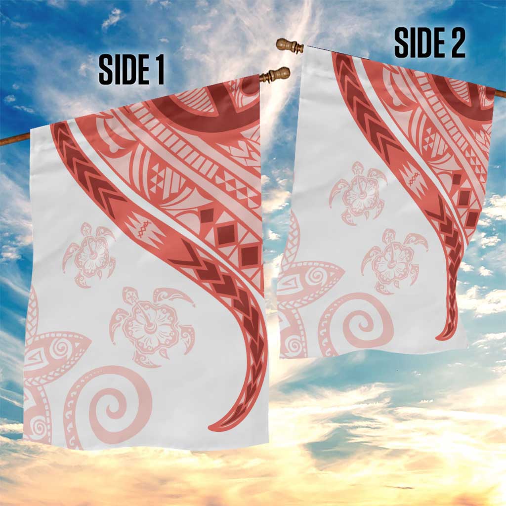 Coral Red Polynesian Tribal Turtle Floral Pattern Garden Flag LT05 - Polynesian Pride