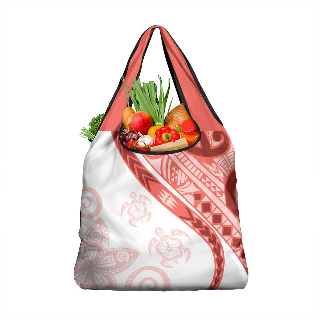 Coral Red Polynesian Tribal Turtle Floral Pattern Grocery Bag LT05 1-pack One Size Red - Polynesian Pride
