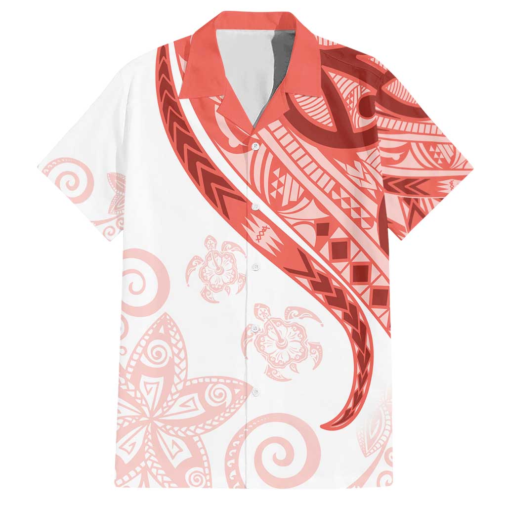 Coral Red Polynesian Tribal Turtle Floral Pattern Hawaiian Shirt LT05 Red - Polynesian Pride