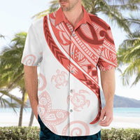 Coral Red Polynesian Tribal Turtle Floral Pattern Hawaiian Shirt LT05 - Polynesian Pride