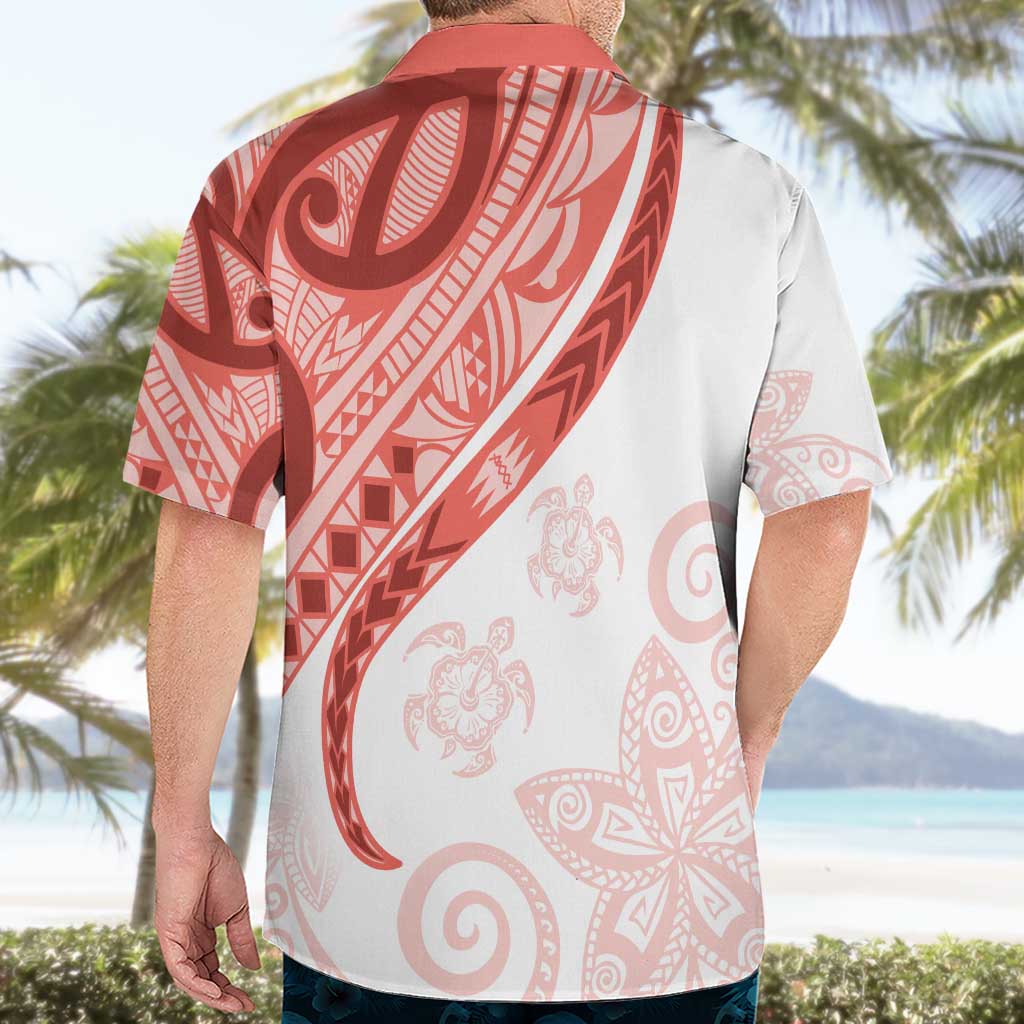 Coral Red Polynesian Tribal Turtle Floral Pattern Hawaiian Shirt LT05 - Polynesian Pride