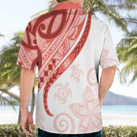 Coral Red Polynesian Tribal Turtle Floral Pattern Hawaiian Shirt LT05 - Polynesian Pride