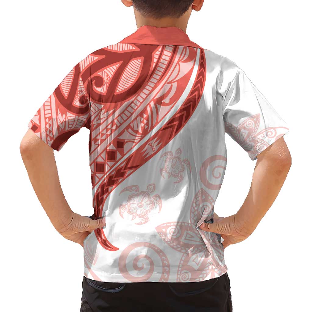 Coral Red Polynesian Tribal Turtle Floral Pattern Hawaiian Shirt LT05 - Polynesian Pride