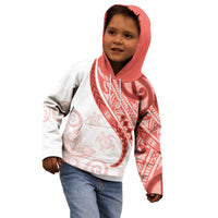 Coral Red Polynesian Tribal Turtle Floral Pattern Kid Hoodie