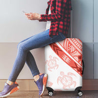 Coral Red Polynesian Tribal Turtle Floral Pattern Luggage Cover