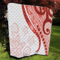 Coral Red Polynesian Tribal Turtle Floral Pattern Quilt