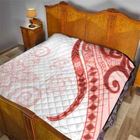 Coral Red Polynesian Tribal Turtle Floral Pattern Quilt