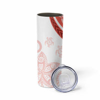 Coral Red Polynesian Tribal Turtle Floral Pattern Skinny Tumbler