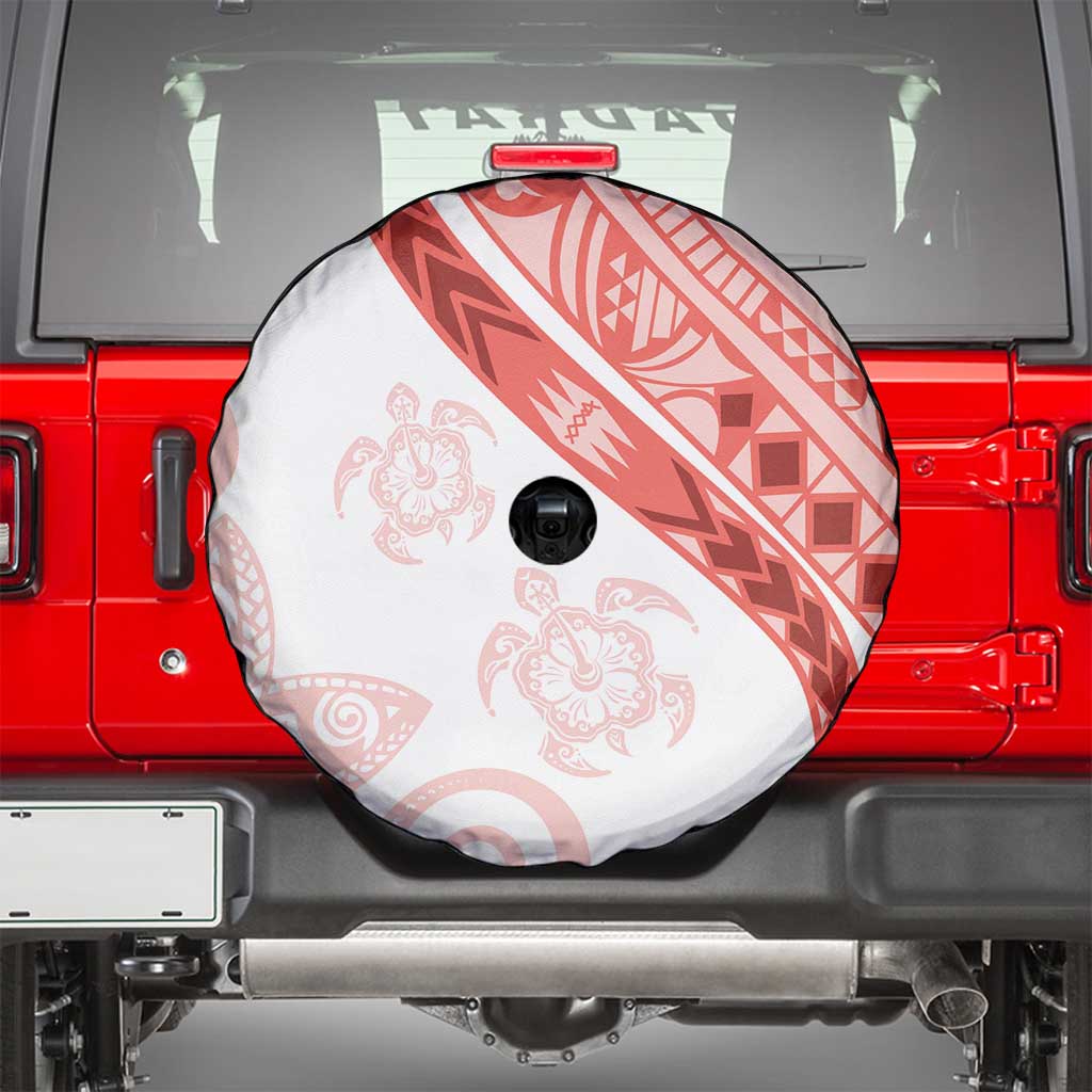 Coral Red Polynesian Tribal Turtle Floral Pattern Spare Tire Cover LT05 - Polynesian Pride