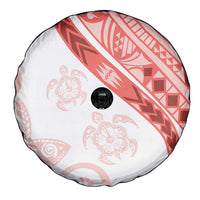 Coral Red Polynesian Tribal Turtle Floral Pattern Spare Tire Cover LT05 - Polynesian Pride