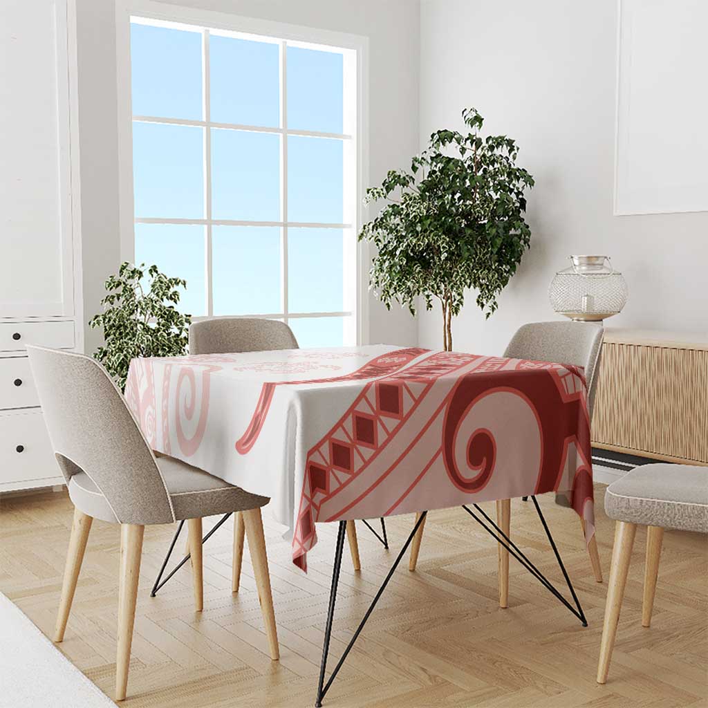 Coral Red Polynesian Tribal Turtle Floral Pattern Tablecloth LT05 - Polynesian Pride