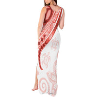 Coral Red Polynesian Tribal Turtle Floral Pattern Tank Maxi Dress LT05 - Polynesian Pride