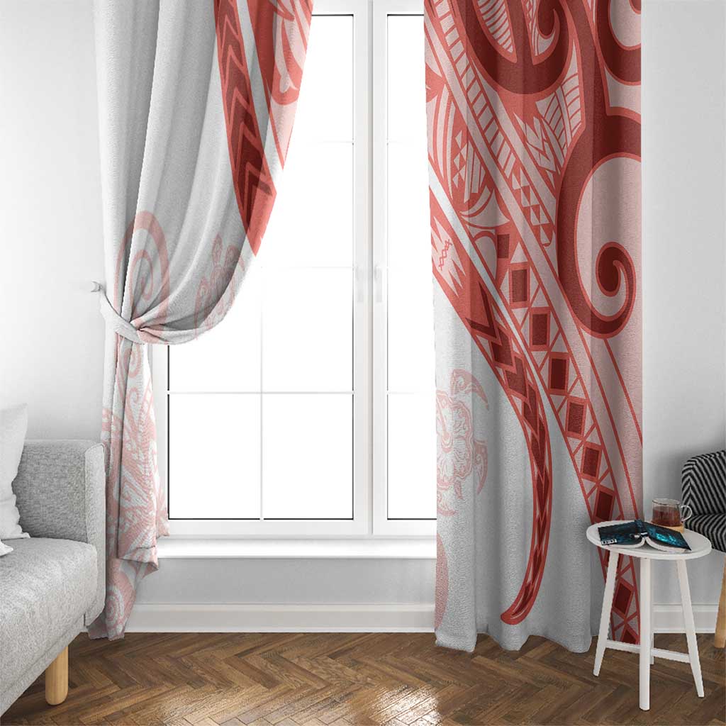 Coral Red Polynesian Tribal Turtle Floral Pattern Window Curtain LT05 - Polynesian Pride