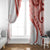 Coral Red Polynesian Tribal Turtle Floral Pattern Window Curtain