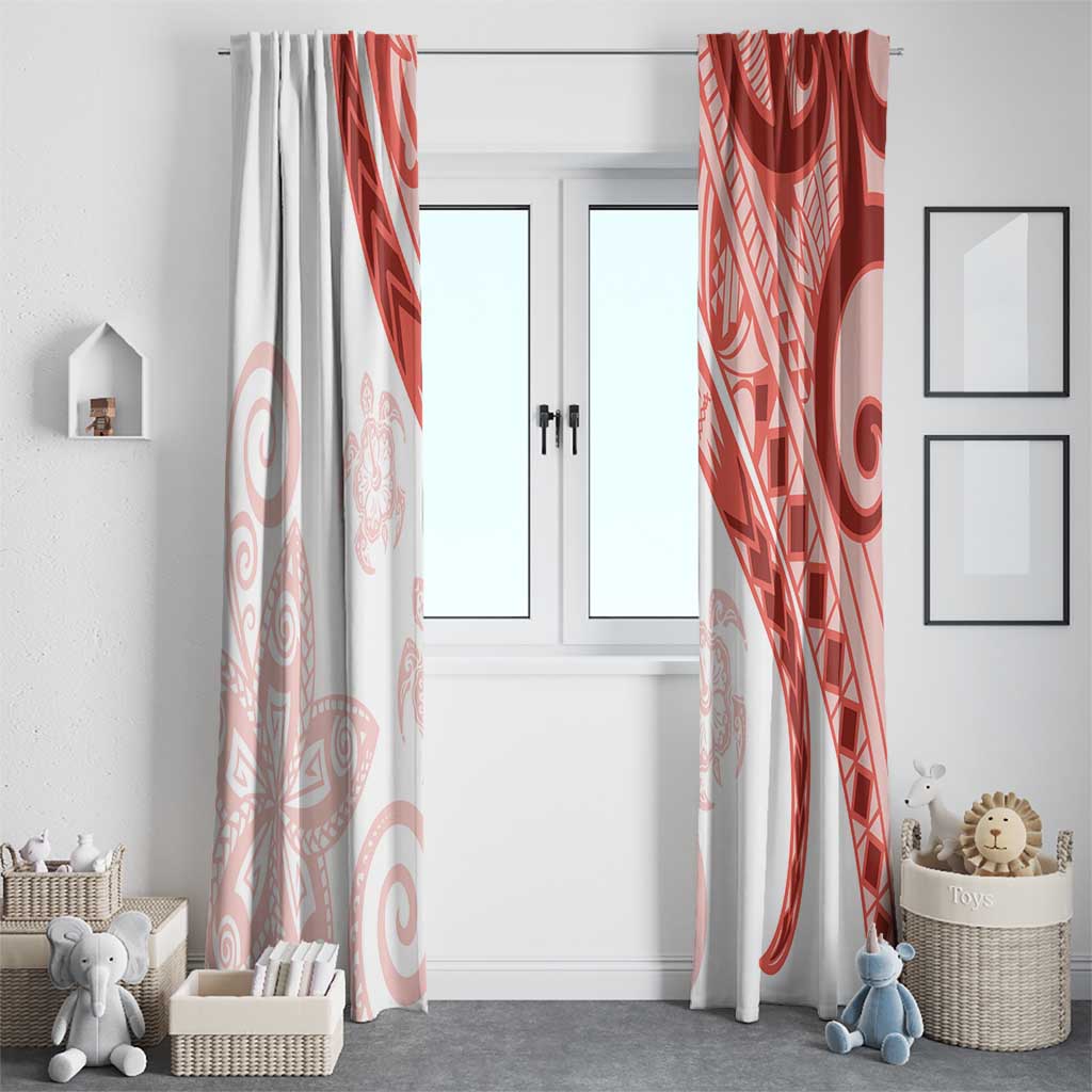 Coral Red Polynesian Tribal Turtle Floral Pattern Window Curtain LT05 - Polynesian Pride
