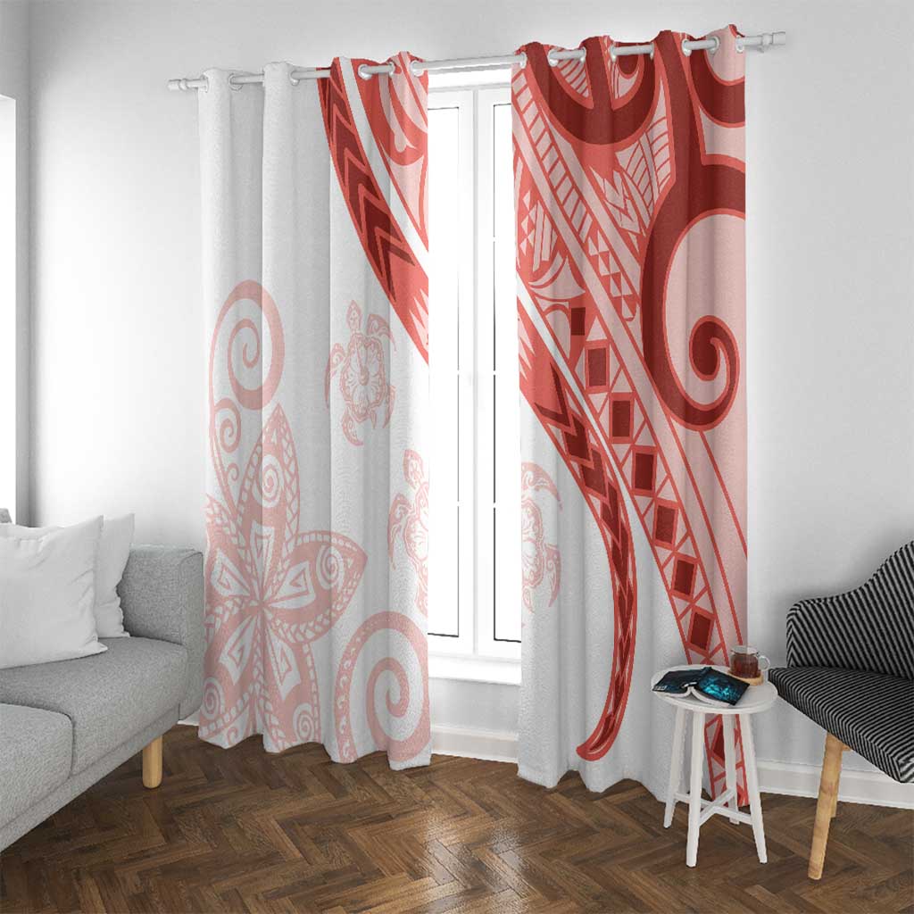 Coral Red Polynesian Tribal Turtle Floral Pattern Window Curtain LT05 With Grommets Red - Polynesian Pride