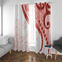 Coral Red Polynesian Tribal Turtle Floral Pattern Window Curtain LT05 With Grommets Red - Polynesian Pride