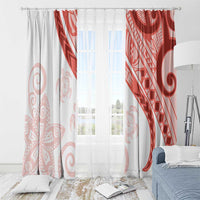 Coral Red Polynesian Tribal Turtle Floral Pattern Window Curtain LT05 - Polynesian Pride