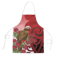 New Zealand Parrot Kaka Apron Maori Koru With Pohutukawa Flowers LT05 Red - Polynesian Pride