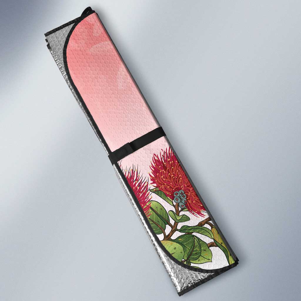 New Zealand Parrot Kaka Auto Sun Shade Maori Koru With Pohutukawa Flowers LT05 - Polynesian Pride