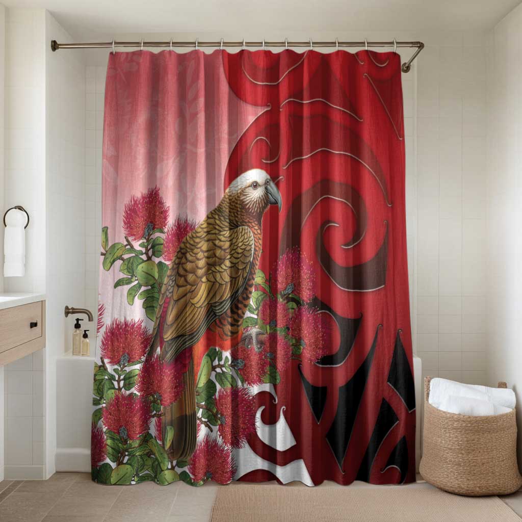 New Zealand Parrot Kaka Bathroom Set Maori Koru With Pohutukawa Flowers - Polynesian Pride