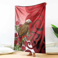 New Zealand Parrot Kaka Blanket Maori Koru With Pohutukawa Flowers LT05 - Polynesian Pride