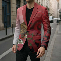 New Zealand Parrot Kaka Blazer Maori Koru With Pohutukawa Flowers LT05 - Polynesian Pride