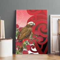 New Zealand Parrot Kaka Canvas Wall Art Maori Koru With Pohutukawa Flowers LT05 - Polynesian Pride