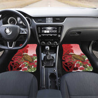 New Zealand Parrot Kaka Car Mats Maori Koru With Pohutukawa Flowers - Polynesian Pride