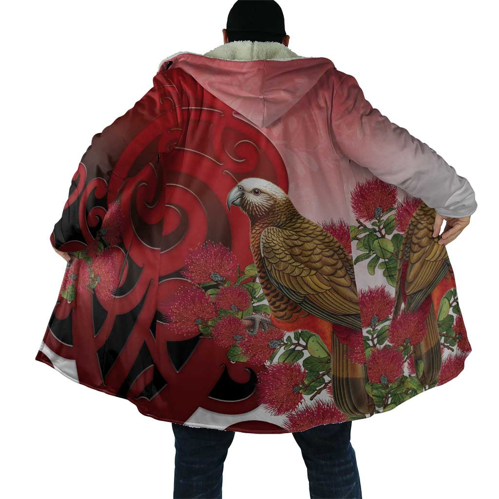 New Zealand Parrot Kaka Cloak Maori Koru With Pohutukawa Flowers LT05 - Polynesian Pride