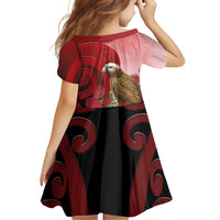 New Zealand Parrot Kaka Family Matching Off Shoulder Short Dress and Hawaiian Shirt Maori Koru With Pohutukawa Flowers - Polynesian Pride