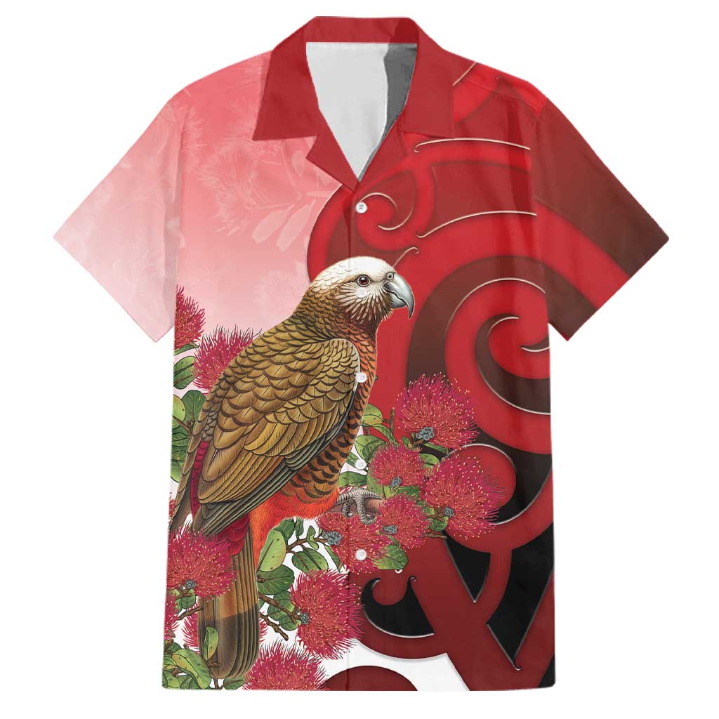 New Zealand Parrot Kaka Family Matching Puletasi and Hawaiian Shirt Maori Koru With Pohutukawa Flowers - Polynesian Pride
