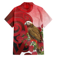 New Zealand Parrot Kaka Family Matching Puletasi and Hawaiian Shirt Maori Koru With Pohutukawa Flowers - Polynesian Pride