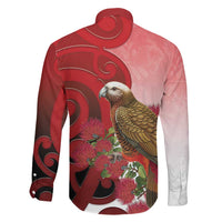 New Zealand Parrot Kaka Family Matching Summer Maxi Dress and Hawaiian Shirt Maori Koru With Pohutukawa Flowers - Polynesian Pride