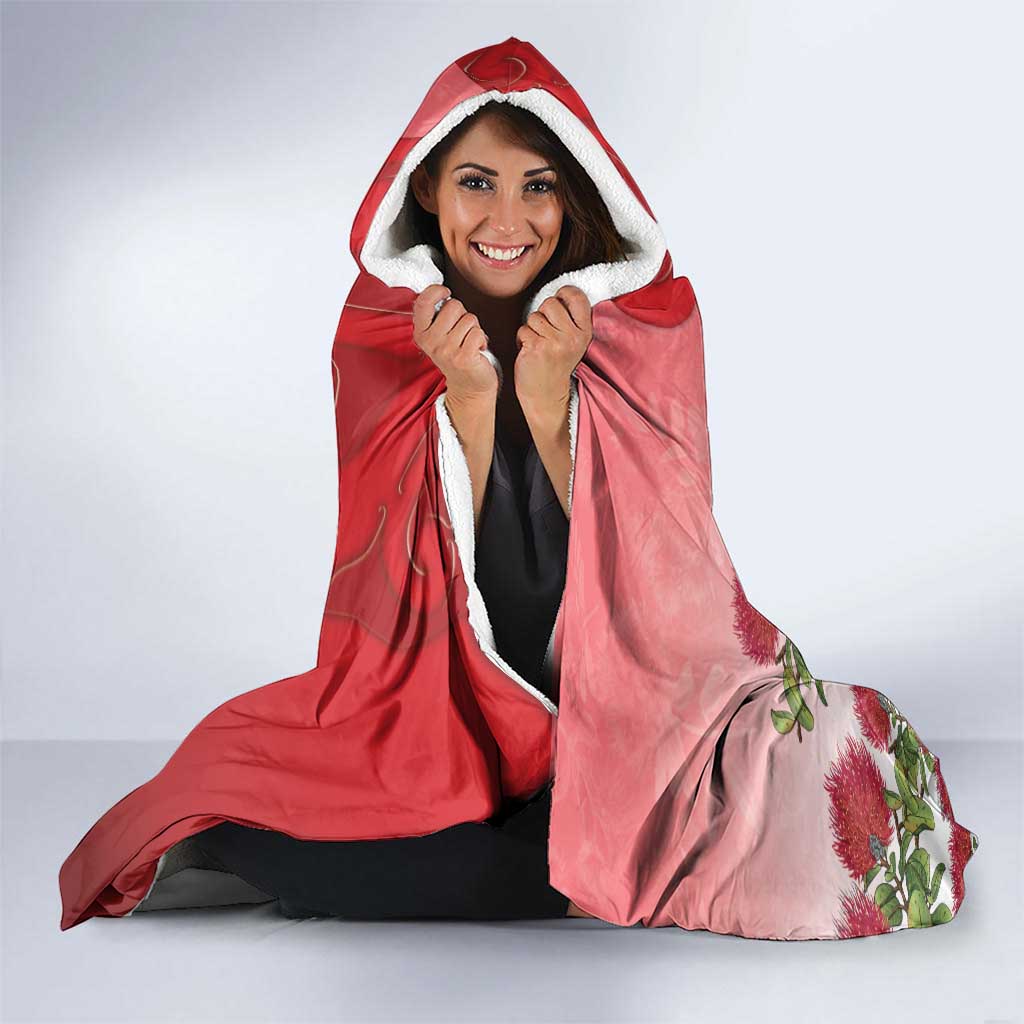 New Zealand Parrot Kaka Hooded Blanket Maori Koru With Pohutukawa Flowers LT05 - Polynesian Pride