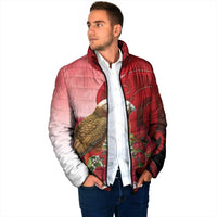 New Zealand Parrot Kaka Padded Jacket Maori Koru With Pohutukawa Flowers LT05 - Polynesian Pride