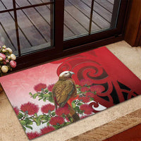 New Zealand Parrot Kaka Rubber Doormat Maori Koru With Pohutukawa Flowers LT05 - Polynesian Pride