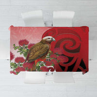 New Zealand Parrot Kaka Tablecloth Maori Koru With Pohutukawa Flowers LT05 Red - Polynesian Pride