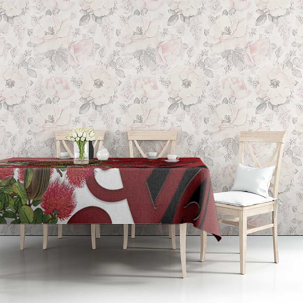New Zealand Parrot Kaka Tablecloth Maori Koru With Pohutukawa Flowers LT05 - Polynesian Pride