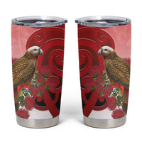 New Zealand Parrot Kaka Tumbler Cup Maori Koru With Pohutukawa Flowers - Polynesian Pride