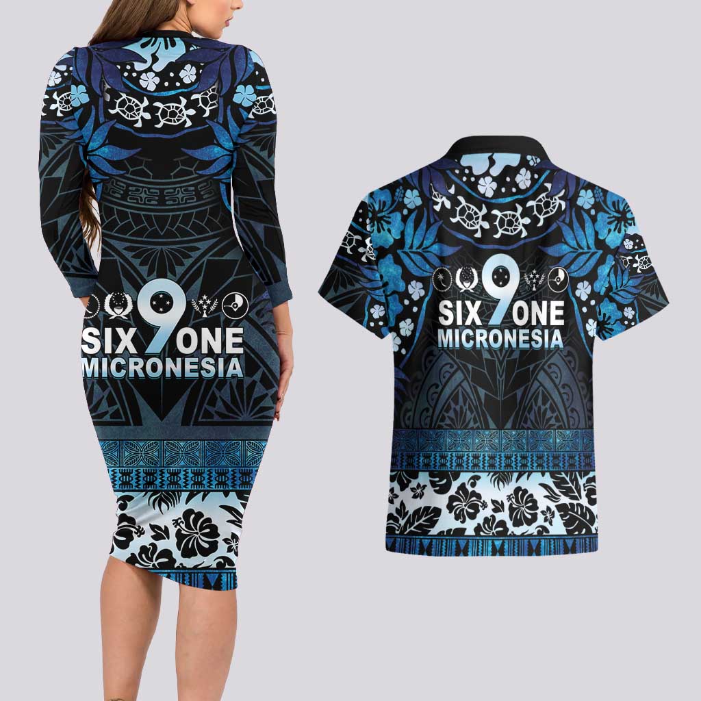 Micronesia FSM 691 Couples Matching Long Sleeve Bodycon Dress and Hawaiian Shirt Respect Culture