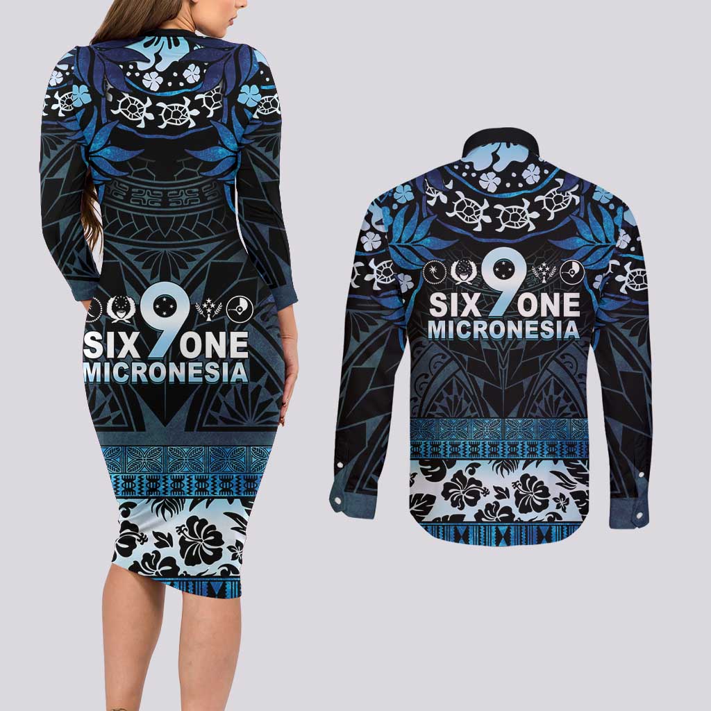 Micronesia FSM 691 Couples Matching Long Sleeve Bodycon Dress and Long Sleeve Button Shirt Respect Culture