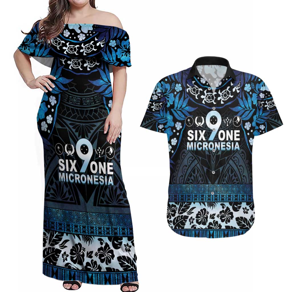 Micronesia FSM 691 Couples Matching Off Shoulder Maxi Dress and Hawaiian Shirt Respect Culture