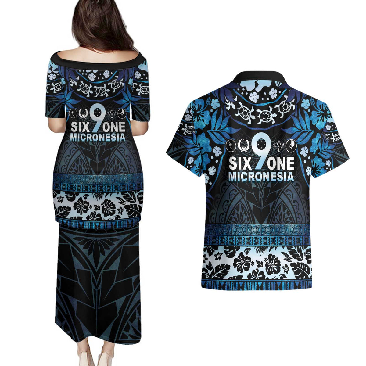 Micronesia FSM 691 Couples Matching Puletasi and Hawaiian Shirt Respect Culture